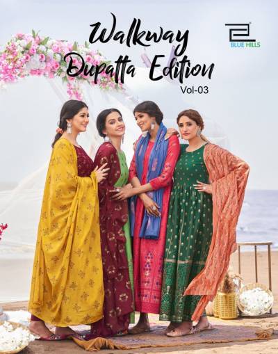Walkway Dupatta Edition Vol 3 By Blue Hills Fancy Anarkali Kurti With Dupatta Collection